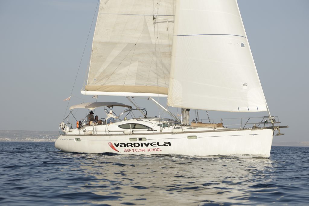 Vardi Vela ISSA Sailing School yacht sailing off Cyprus